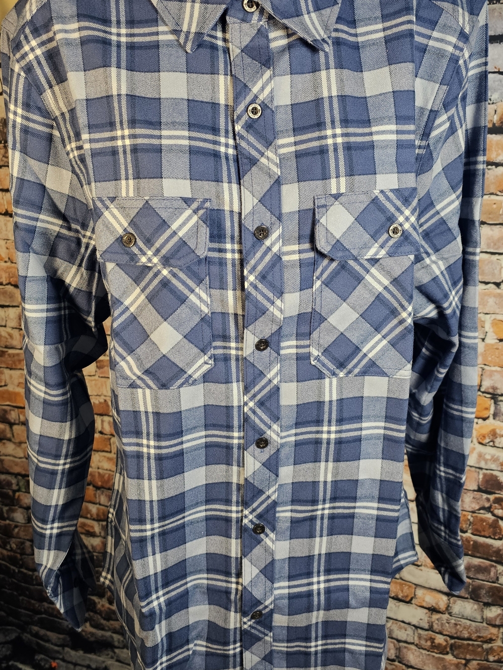 PELAGIC Backlash Stretch Flannel Shirt Blue Plaid Fishing Outdoors Men’s Medium